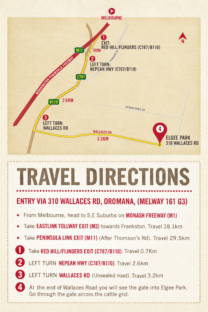 Directions from Melbourne to Elgee Park Cellar Door