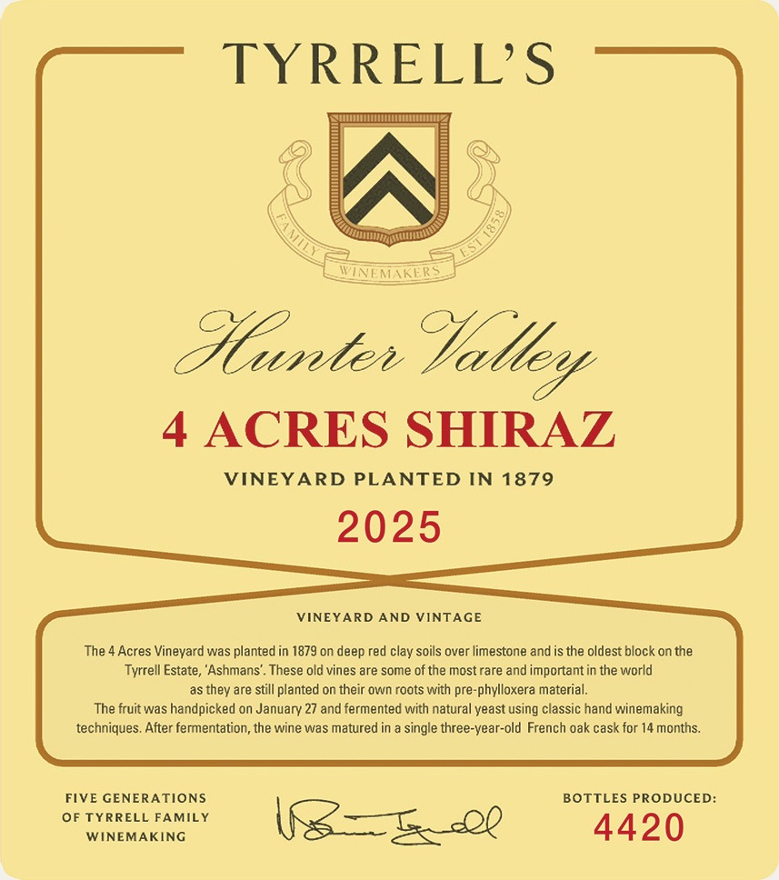 2025 4 Acres Shiraz label