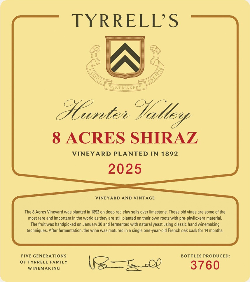 2025 8 Acres Shiraz label